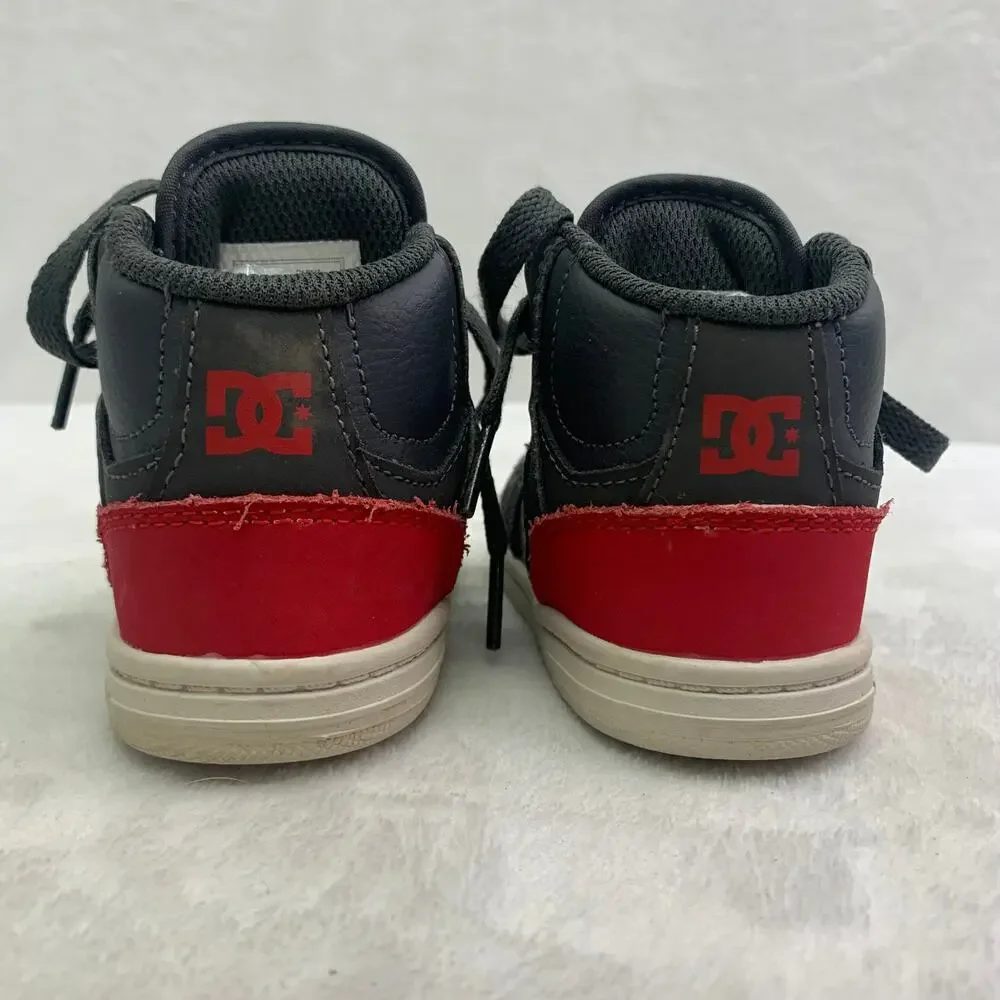 DC Shoes Toddler Sz 5 Boys Gray Red High Top Sneakers Lace Up Leather Shoes